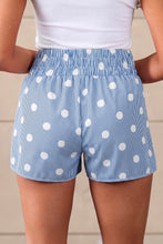 Load image into Gallery viewer, Sky Blue Polka Dot Print Shirred High Waist Casual Shorts