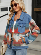 Load image into Gallery viewer, Geometric Button Up Long Sleeve Denim Jacket