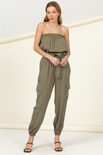 Load image into Gallery viewer, Flap Pocket Side Belted Tube Jumpsuit