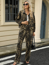Load image into Gallery viewer, Pocketed Leopard Long Sleeve Denim Jacket