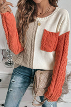 Load image into Gallery viewer, Color Block Round Neck Long Sleeve Sweater