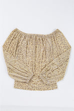 Load image into Gallery viewer, Beige Leopard Velvet Burnout Off Shoulder Long Sleeve Blouse