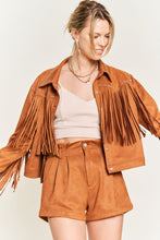 Load image into Gallery viewer, Suede Studded Fringe Jacket JJO5009
