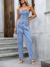 Load image into Gallery viewer, Spaghetti Strap Denim Overalls with Pockets