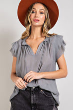 Load image into Gallery viewer, TIERED RUFFLE SLEEVE SHORT SLEEVE BLOUSE