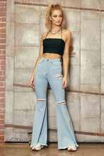 Load image into Gallery viewer, HIGH WAISTED FLARE W DISTRESS DETAIL
