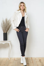 Load image into Gallery viewer, Faux Leather Moto Fringe Jacket