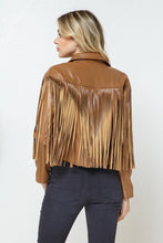 Load image into Gallery viewer, Faux Leather Moto Fringe Jacket