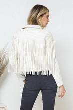 Load image into Gallery viewer, Faux Leather Moto Fringe Jacket