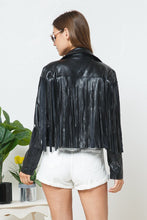 Load image into Gallery viewer, Faux Leather Moto Fringe Jacket