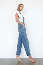 Load image into Gallery viewer, High Waist Ripped Straight Denim Overall Jumpsuit
