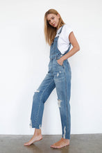 Load image into Gallery viewer, High Waist Ripped Straight Denim Overall Jumpsuit