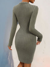 Load image into Gallery viewer, Decorative Button Round Neck Long Sleeve Dress