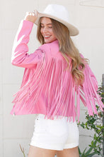 Load image into Gallery viewer, Faux Leather Moto Fringe Jacket