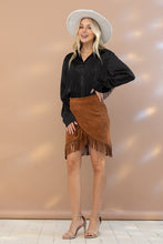 Load image into Gallery viewer, Satin Shirt Blouse with Chevron Fringe