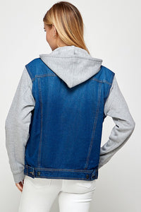 Women's Denim  Jacket with Fleece Hoodies