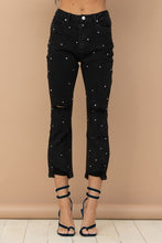 Load image into Gallery viewer, Studded Rhinestone Distressed Denim Jeans