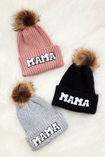 Load image into Gallery viewer, Chenille Mama Patch Faux Fur Pom Beanie Cap