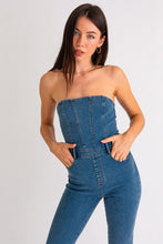 Load image into Gallery viewer, TUBE DENIM JUMPSUIT