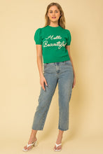 Load image into Gallery viewer, HELLO BEAUTIFUL SHORT SLEEVE SWEATER TOP