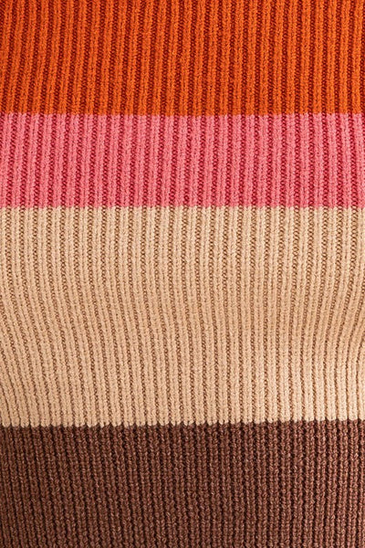 Long Sleeve Color Block Stripe Knit Top