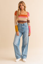 Load image into Gallery viewer, Long Sleeve Color Block Stripe Knit Top