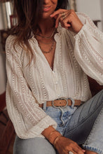 Load image into Gallery viewer, Crochet Lace button v-neck knit sweater blouse