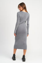 Load image into Gallery viewer, V NECK MIDI DRESS WITH TWO WAY ZIPPER