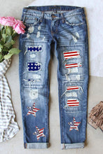 Load image into Gallery viewer, US Flag Mid-Rise Waist Straight Jeans