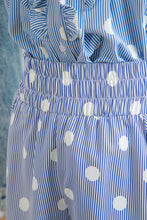 Load image into Gallery viewer, Sky Blue Polka Dot Print Shirred High Waist Casual Shorts