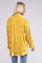 Load image into Gallery viewer, Wrinkle Effect Tiered Shirring Velvet Shirt