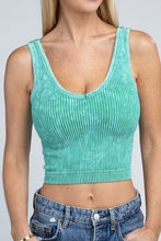 Load image into Gallery viewer, 2-Way Neckline Washed Ribbed Cropped Tank Top
