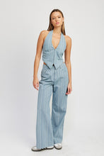 Load image into Gallery viewer, HALTER DENIM TOP WITH BACK TIE