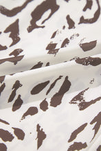 Load image into Gallery viewer, Khaki Leopard Print Split Neck Balloon Sleeve Blouse