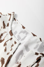 Load image into Gallery viewer, Khaki Leopard Print Split Neck Balloon Sleeve Blouse
