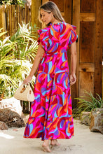 Load image into Gallery viewer, Abstract High Waist Ruffle Tiered Long Dress