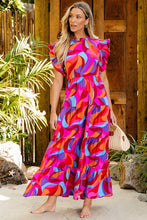 Load image into Gallery viewer, Abstract High Waist Ruffle Tiered Long Dress