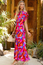 Load image into Gallery viewer, Abstract High Waist Ruffle Tiered Long Dress