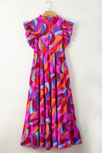 Load image into Gallery viewer, Abstract High Waist Ruffle Tiered Long Dress