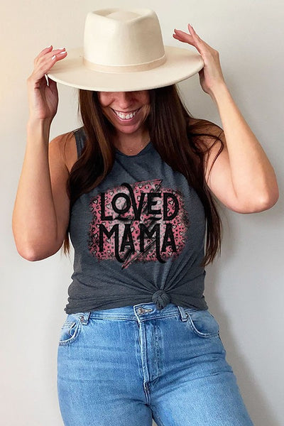 Mother's Day Loved Mama Pink Black Tank Top