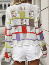 Load image into Gallery viewer, Openwork Color Block Round Neck Sweater