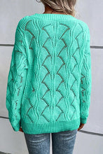 Load image into Gallery viewer, Women Hollow Out Knit V Neck Drop Shoulder Sweater