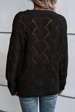 Load image into Gallery viewer, Women Hollow Out Knit V Neck Drop Shoulder Sweater