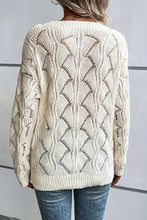 Load image into Gallery viewer, Women Hollow Out Knit V Neck Drop Shoulder Sweater