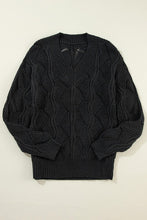 Load image into Gallery viewer, Women Hollow Out Knit V Neck Drop Shoulder Sweater