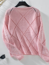 Load image into Gallery viewer, Openwork Round Neck Long Sleeve Knit Top