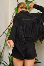 Load image into Gallery viewer, Suede Studded Fringe Jacket PLUS JJO5009P