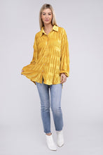 Load image into Gallery viewer, Wrinkle Effect Tiered Shirring Velvet Shirt