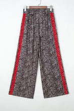 Load image into Gallery viewer, Brown Wild Leopard Print Contrast Lace Striped Detail Drawstring Pants