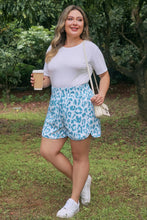 Load image into Gallery viewer, Beau Blue Plus Size Leopard Elastic Waist Athletic Shorts